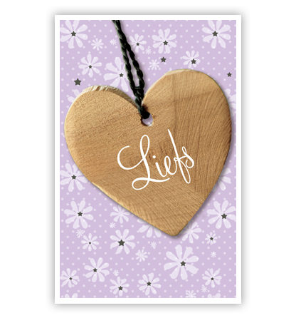 Houten hart met liefs Houten hart met liefs