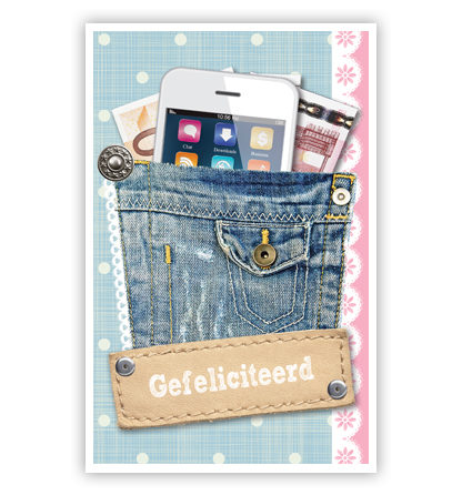 Achterzak met geld en mobieltje Achterzak met geld en mobieltje