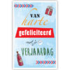 Letters met rood cadeautje en fles Letters met rood cadeautje en fles