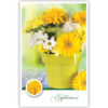 Groene pot met gele bloemen Groene pot met gele bloemen