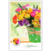 Groene emmer met gekleurde bloemen Groene emmer met gekleurde bloemen