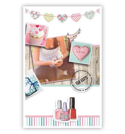 cupcake, hartje, cadeau en een meisje met mobiel