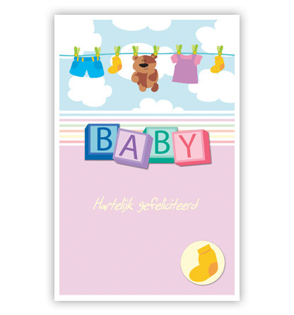 Waslijn en blokken met letters BABY Waslijn en blokken met letters BABY
