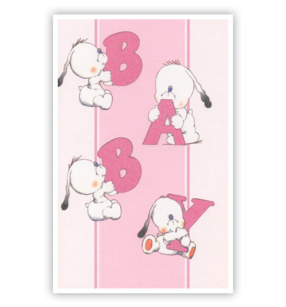 Vier hondjes met de letters BABY Vier hondjes met de letters BABY