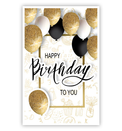 Cadeau-envelop. Gouden, witte en zwarte ballonnen Cadeau-envelop. Gouden, witte en zwarte ballonnen