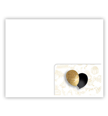 Cadeau-envelop. Gouden, witte en zwarte ballonnen Cadeau-envelop. Gouden, witte en zwarte ballonnen