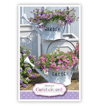 Witte gieters met bloemen Witte gieters met bloemen