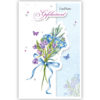 Paarse en blauwe bloemen met strik Paarse en blauwe bloemen met strik