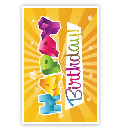 Cadeau-envelop: Happy birthday op gele achtergrond Cadeau-envelop: Happy birthday op gele achtergrond