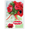 Rode bloemen in vaas met strik Rode bloemen in vaas met strik