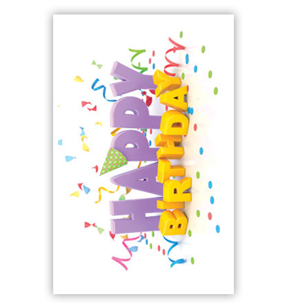 Happy Birthday met slingers en hoedje Happy Birthday met slingers en hoedje