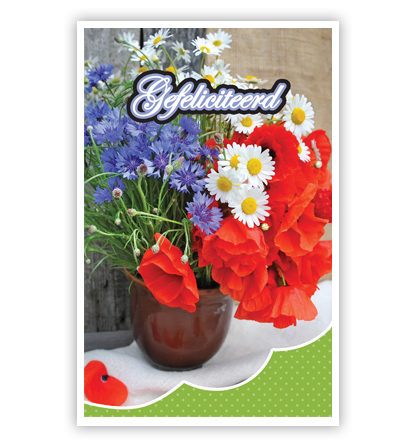 Boeket bloemen in bruine pot Boeket bloemen in bruine pot