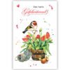 Rode tulpen en vogel op schep Rode tulpen en vogel op schep