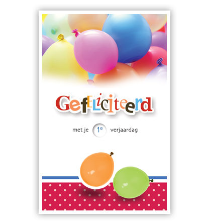 Ballonnen bovenin en rode balk onderin Ballonnen bovenin en rode balk onderin