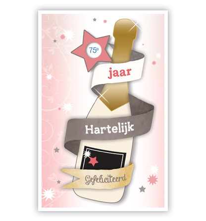 Fles champagne met slinger