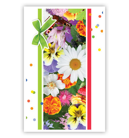 Verschillende bloemen in strook met stippen Verschillende bloemen in strook met stippen