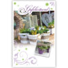 Tafel met plantjes in rieten potjes Tafel met plantjes in rieten potjes