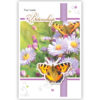 Lila bloemen en oranje vlinders Lila bloemen en oranje vlinders