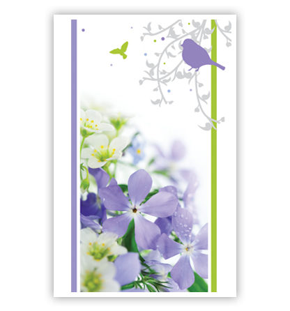 Paarse bloemen en vogeltjes Paarse bloemen en vogeltjes