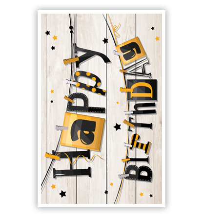 Cadeau-envelop: Happy Birthday op hout