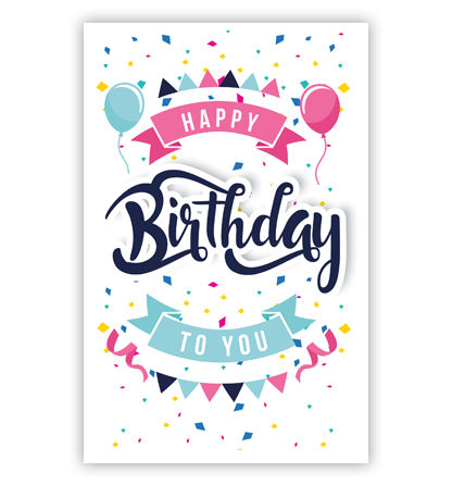 Cadeau-envelop. Happy Birthday roze, blauw Cadeau-envelop. Happy Birthday roze, blauw