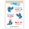 3 Blauwe vogels met fles wijn 3 Blauwe vogels met fles wijn