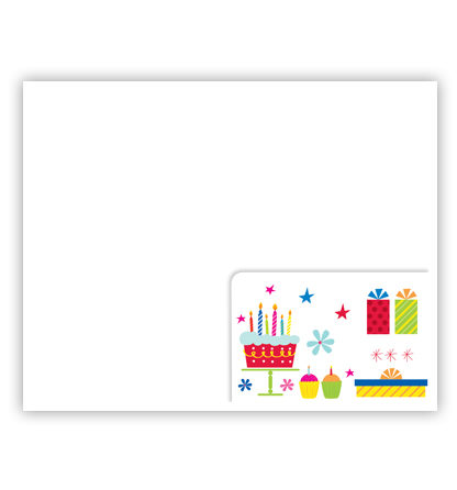 Cadeau-envelop. Teksten, gebak, ballonnen en cadeaus Cadeau-envelop. Teksten, gebak, ballonnen en cadeaus