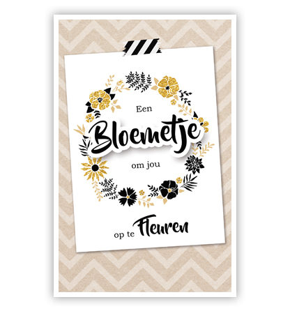 Zwart/gouden bloemetjes in cirkel Zwart/gouden bloemetjes in cirkel
