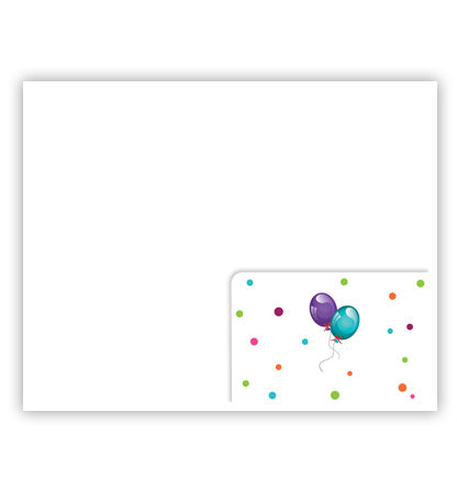 Cadeau-envelop. Paarse, blauwe en groene ballonnen Cadeau-envelop. Paarse, blauwe en groene ballonnen