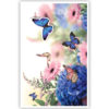 Vlinders en blauwe en roze bloemen Vlinders en blauwe en roze bloemen