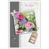 Roze en lila bloemen in kader met label Roze en lila bloemen in kader met label