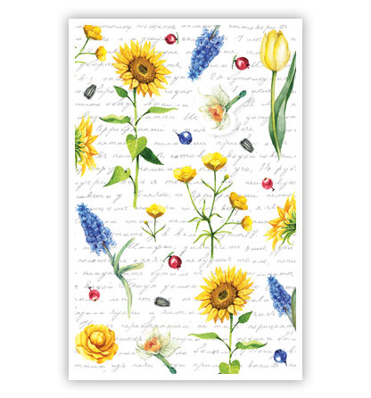 Gele en paarse getekende bloemen Gele en paarse getekende bloemen