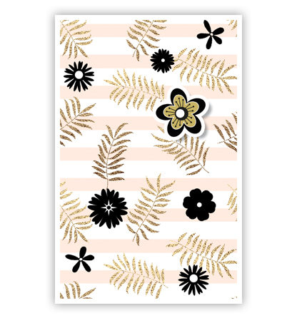 Gouden bladeren en zwarte bloemen Gouden bladeren en zwarte bloemen
