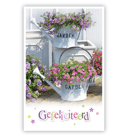 2 Gieters met roze en lila bloemen 2 Gieters met roze en lila bloemen