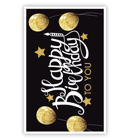 Happy birhday met gouden ballonnen