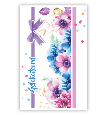 Lila en blauwe bloemen in strook
