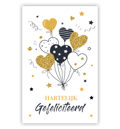 Cadeau-envelop. Ballonnen in goud en zwart Cadeau-envelop. Ballonnen in goud en zwart