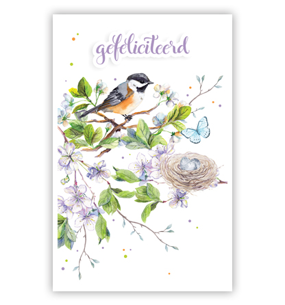 Vogel op takken met bloemen Vogel op takken met bloemen