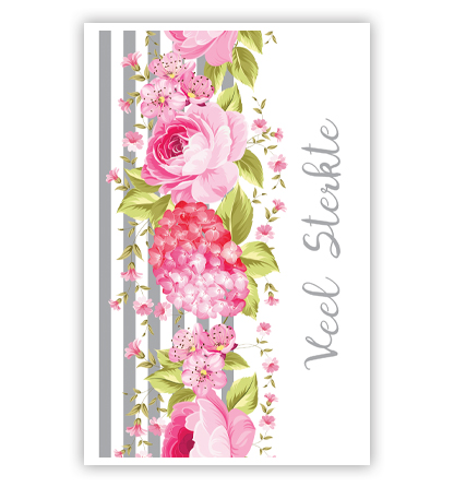 Roze bloemen op grijze strepen Roze bloemen op grijze strepen