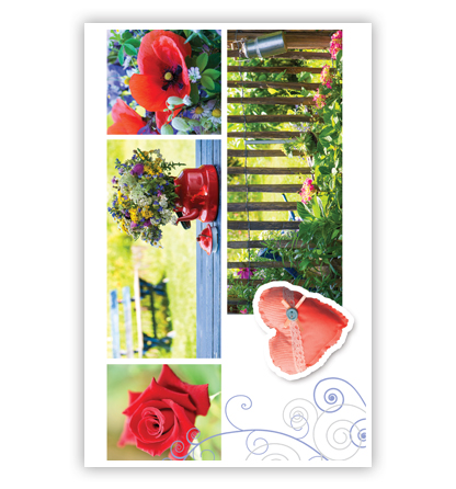 Rode tuinbloemen en een hartje Rode tuinbloemen en een hartje