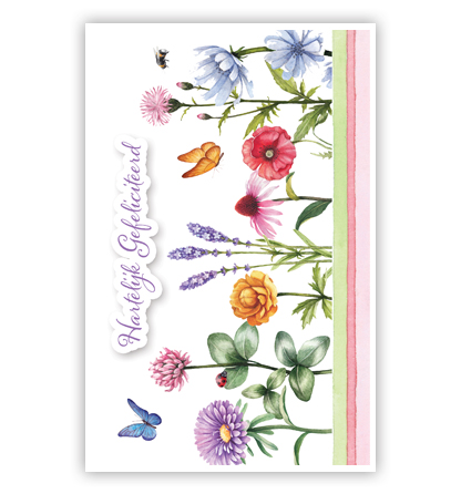 Bloemen op een rij en vlinders Bloemen op een rij en vlinders