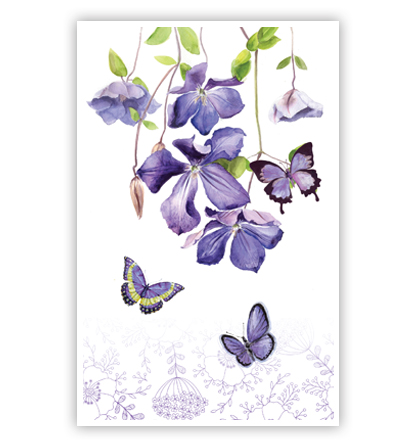 Hangende lila bloemen en vlinders Hangende lila bloemen en vlinders