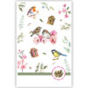 Vogels, roze bloemen en huisjes Vogels, roze bloemen en huisjes