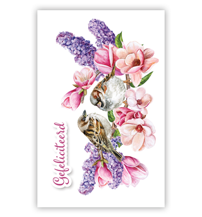 Musjes op roze en lila bloemen Musjes op roze en lila bloemen