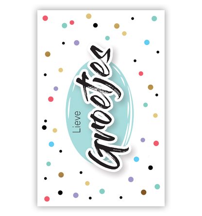 Groetjes op mint kleurig ovaal Groetjes op mint kleurig ovaal