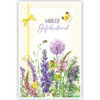 Lila veldbloemen en een gele strik Lila veldbloemen en een gele strik