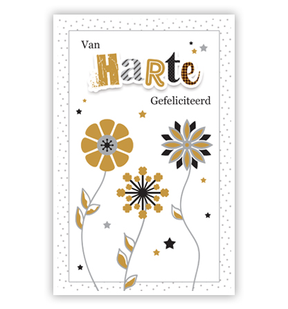 Bloemen in goud, zilver en zwart Bloemen in goud, zilver en zwart