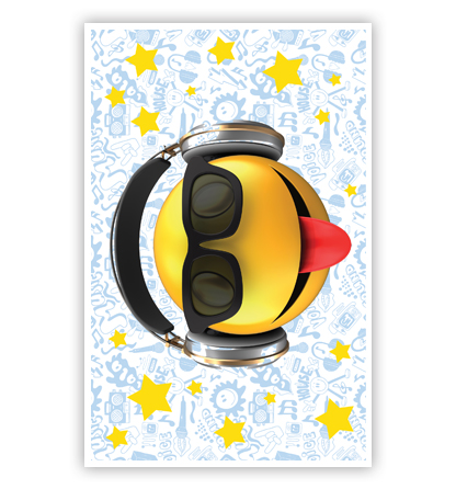 Smiley met koptelefoon Smiley met koptelefoon