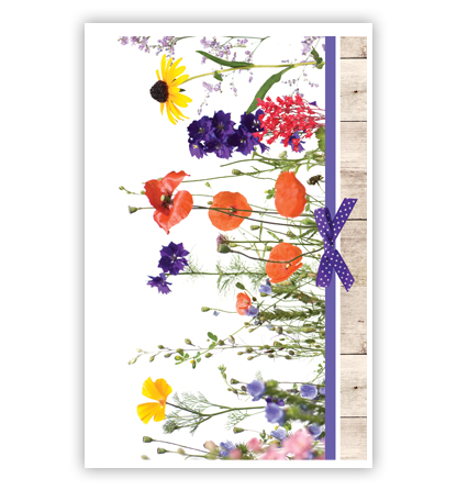 Veldbloemen boven houten rand