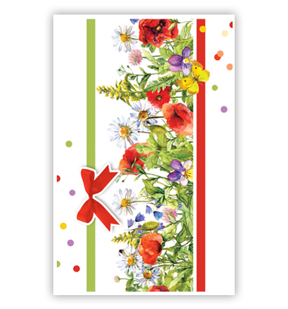Getekende veldbloemen met strik